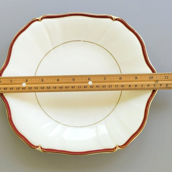 Wedgwood Empress Ruby Square Cake Plate, Burgundy Red Border Scalloped Edge - Picture 7 of 9